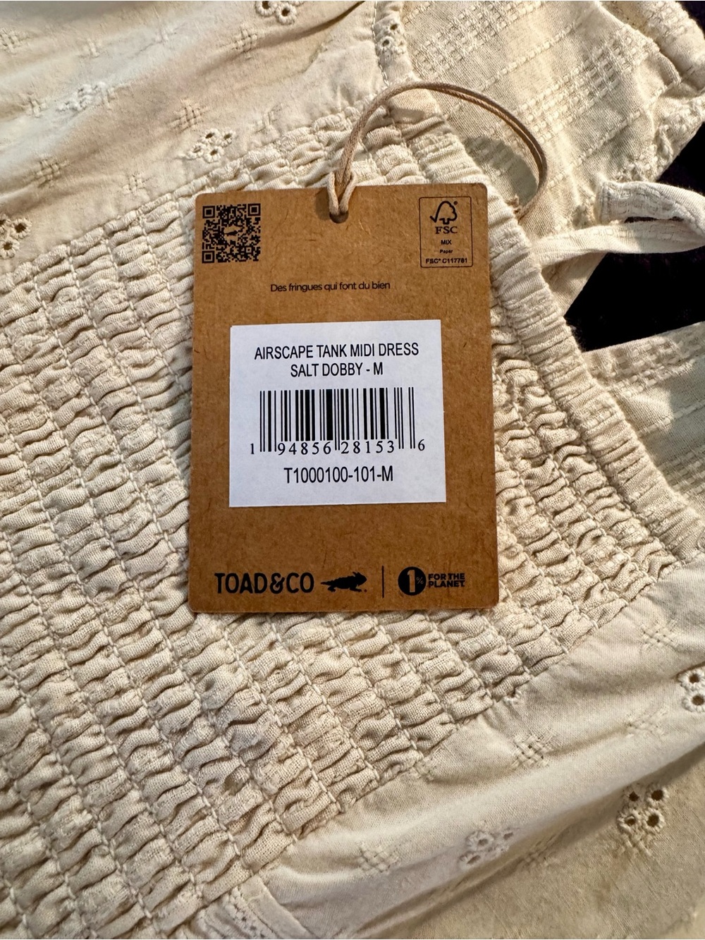 Toad&Co Airscape Tank Midi Dress - Salt Dobby Sz M - NEW - Picture 10 of 13